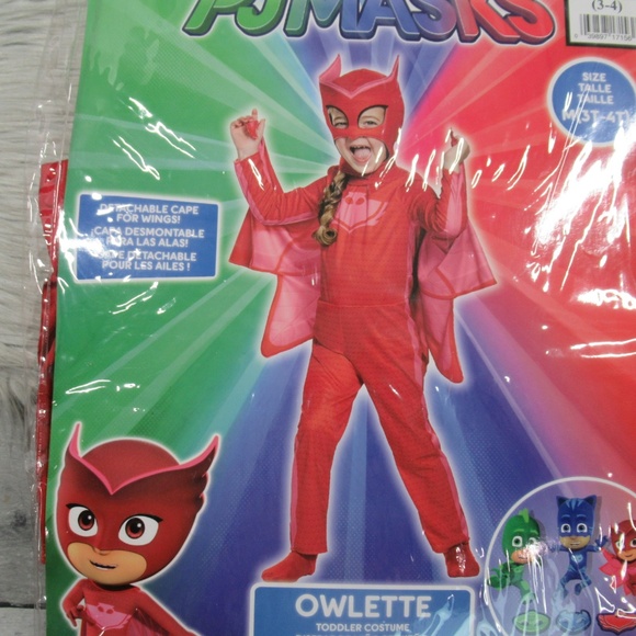 PJ Masks Owlette Red Halloween Costume With Detachable Cape Toddler Girls 3T/4T - Picture 9 of 13
